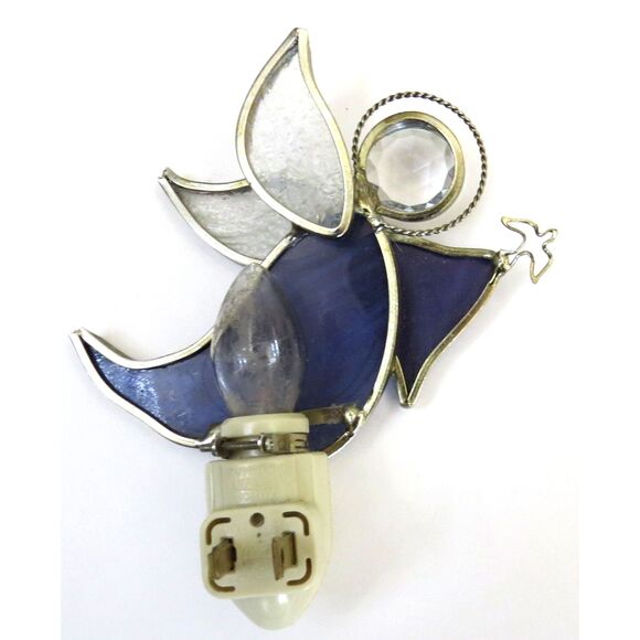 Stained Glass Angel Nightlight with Dove Purple/Clear EUC - Picture 2 of 5